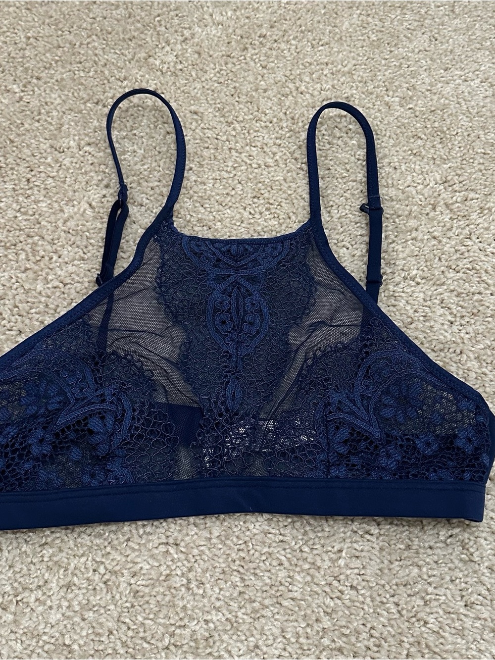Victoria's Secret Navy Lace High-Neck Bralette